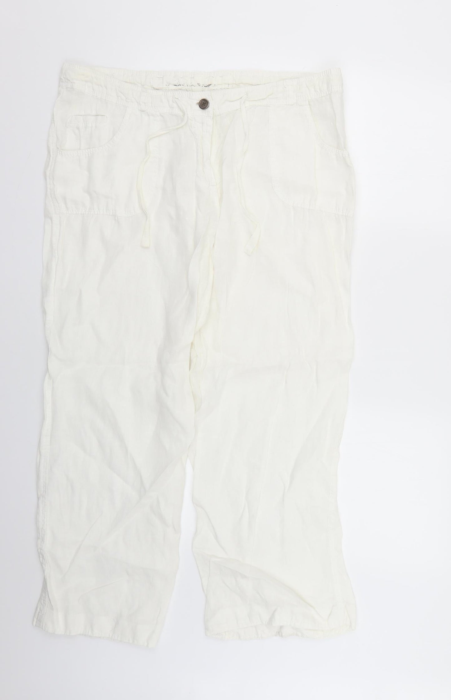 Denim & Co. Womens White   Trousers  Size 16 L26 in