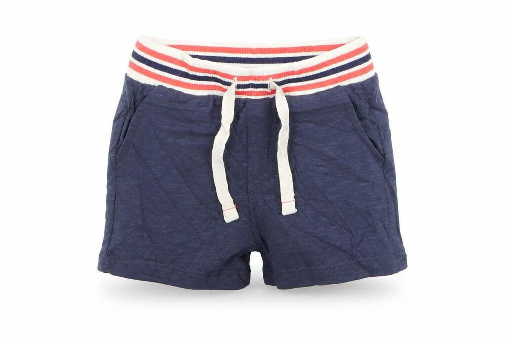 Front view of Marks & Spencer Baby Blue Striped Cropped Trousers, size 0-3, Months