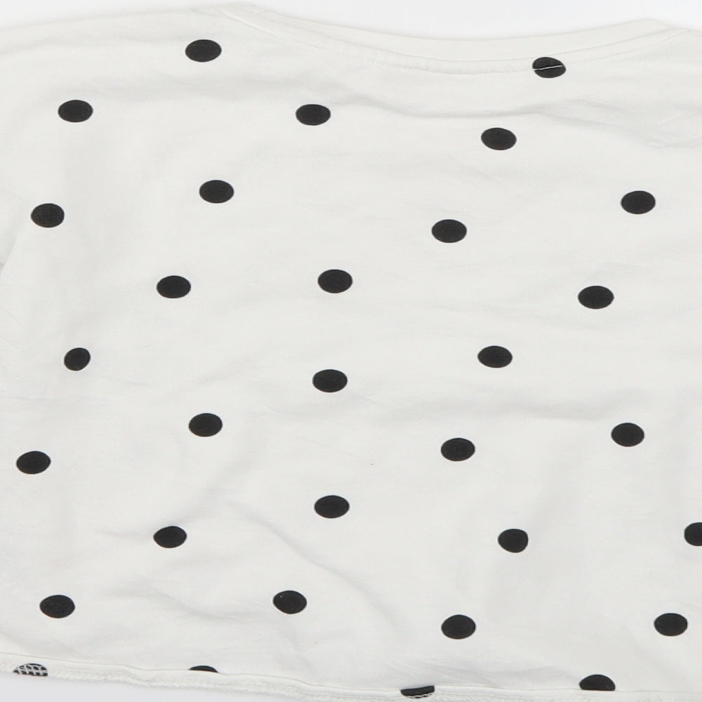H&M Girls White Polka Dot  Pullover Jumper Size 6-7 Years