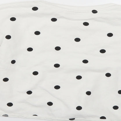 H&M Girls White Polka Dot  Pullover Jumper Size 6-7 Years