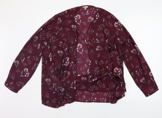 Anthology Womens Purple Geometric  Basic Button-Up Size 14