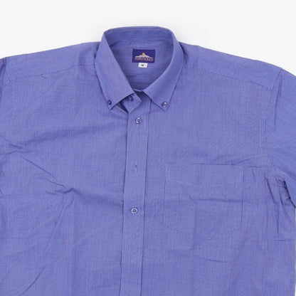 Mens UK Size M Portwest Blue  Button-Up Short Sleeve Casual Shirt