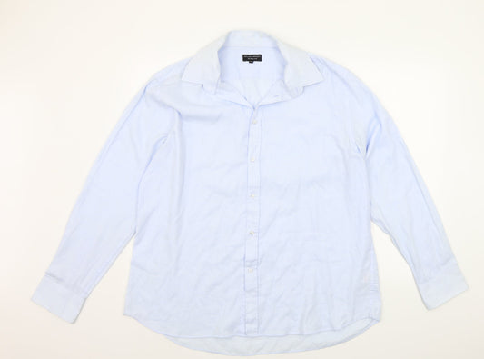 Mens UK Size 17.5 Matalan Blue  Button-Up Long Sleeve Casual Shirt