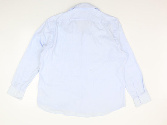Mens UK Size 17.5 Matalan Blue  Button-Up Long Sleeve Casual Shirt