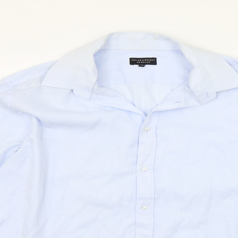 Mens UK Size 17.5 Matalan Blue  Button-Up Long Sleeve Casual Shirt