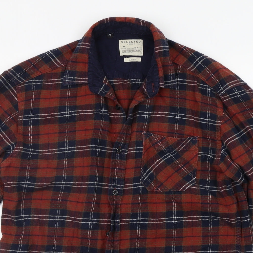Womens UK Size 8 Select Orange Basic Button-Up