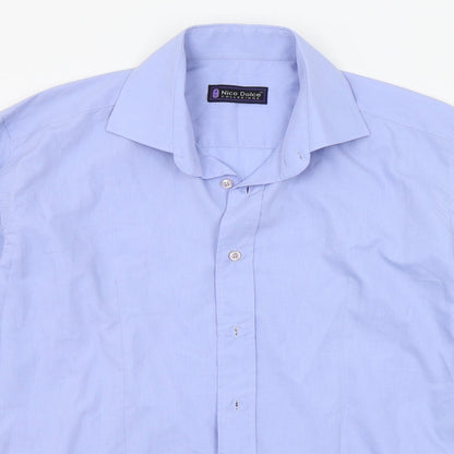 Mens UK Size L nico dolce Blue  Button-Up Long Sleeve Casual Shirt