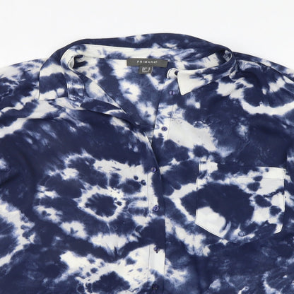 F&F Womens Blue Geometric  Basic Button-Up Size 14