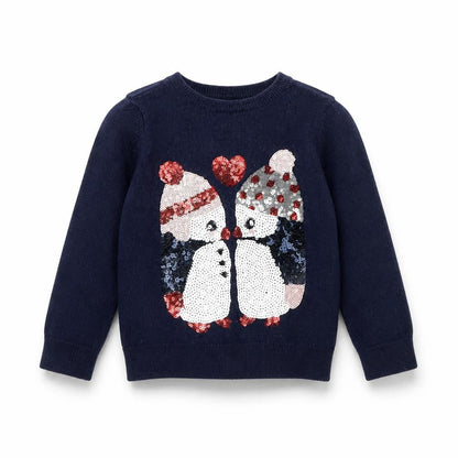 H&M Girls Blue   Pullover Jumper Size 2 Years  - Penguin