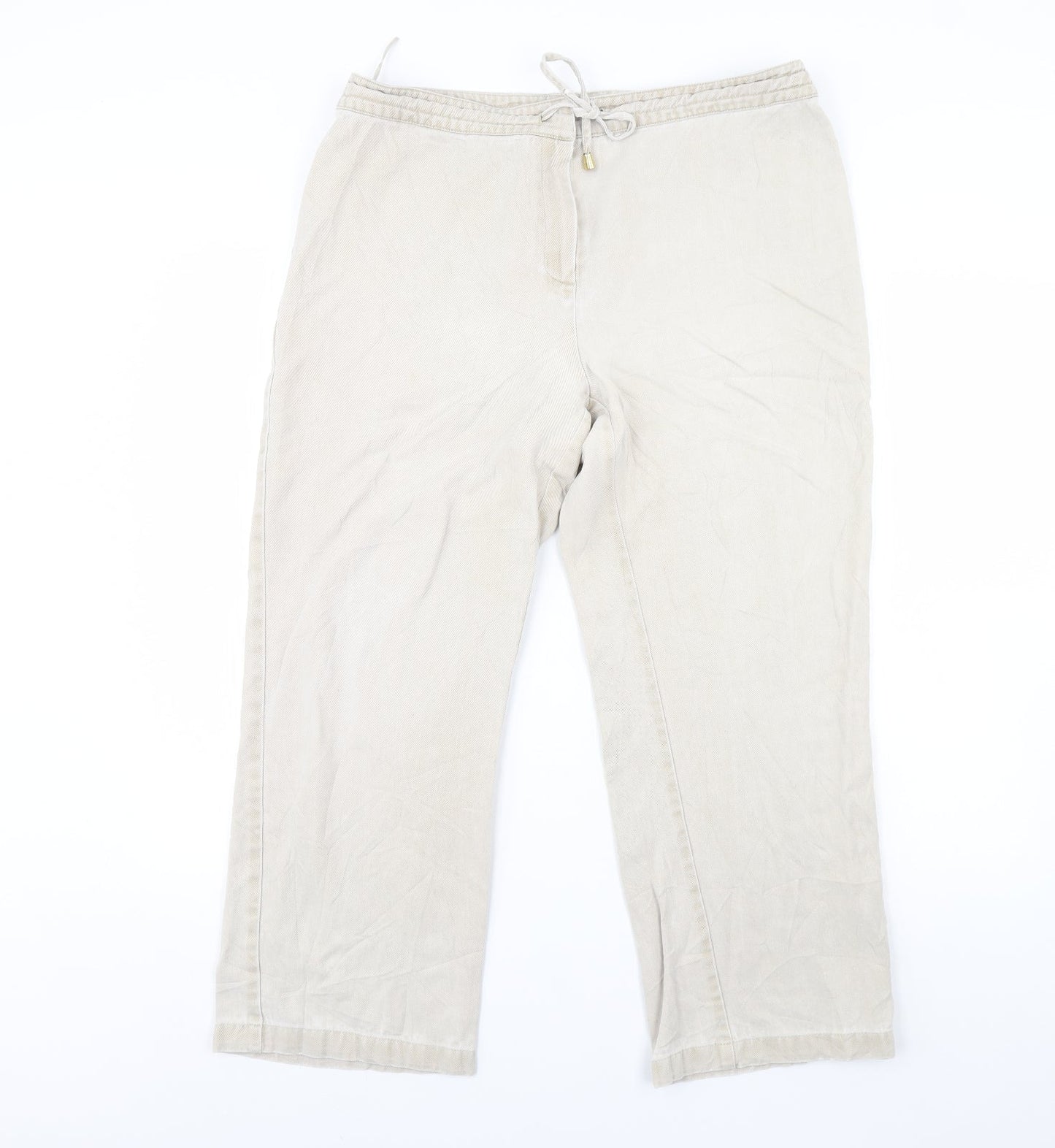Womens UK Size 36 in Preworn Regular Fit Cropped Beige Trousers