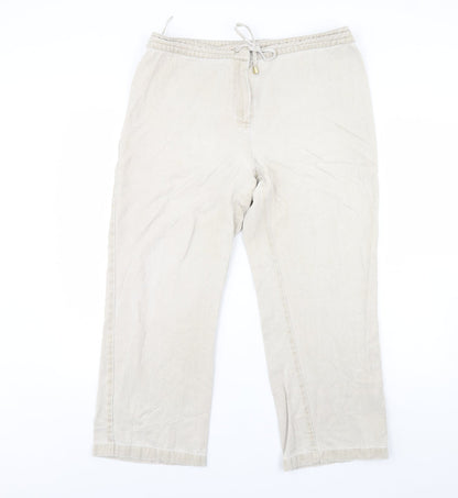 Womens UK Size 36 in Preworn Regular Fit Cropped Beige Trousers