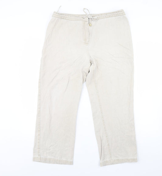 Womens UK Size 36 in Preworn Regular Fit Cropped Beige Trousers