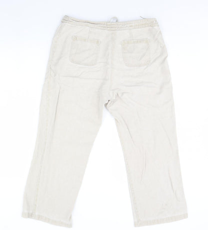 Womens UK Size 36 in Preworn Regular Fit Cropped Beige Trousers