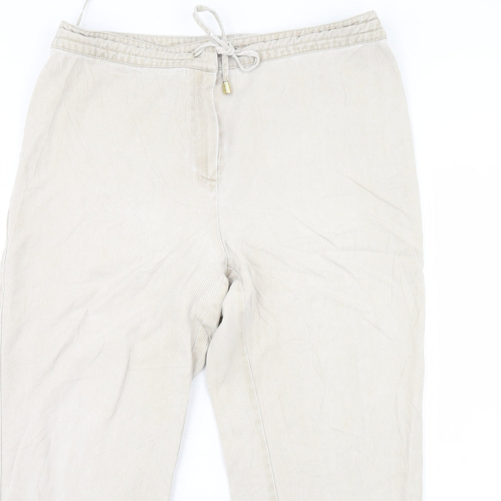 Womens UK Size 36 in Preworn Regular Fit Cropped Beige Trousers