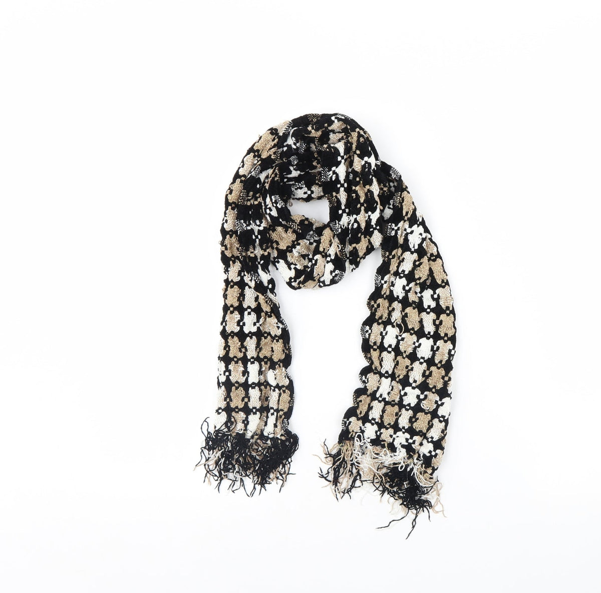 Preworn Womens Black Geometric   Scarf