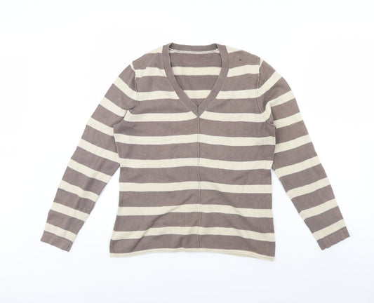 Debenhams Womens Brown Striped  Pullover Jumper Size 14
