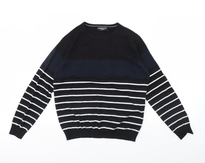Cedar Wood State Mens Black Striped  Pullover Jumper Size M