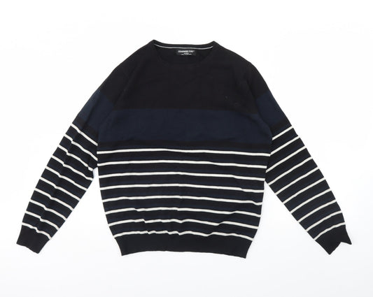 Cedar Wood State Mens Black Striped  Pullover Jumper Size M