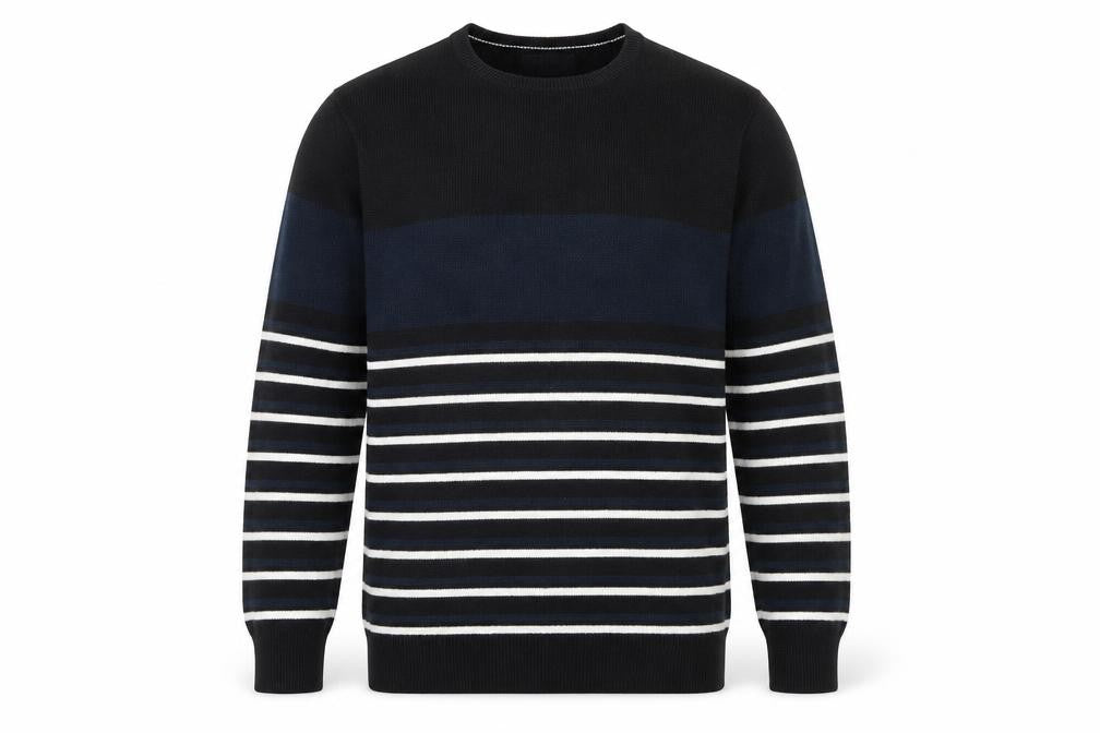 Cedarwood State Mens Black Striped Pullover Jumper Size M
