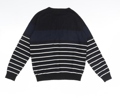 Cedar Wood State Mens Black Striped  Pullover Jumper Size M