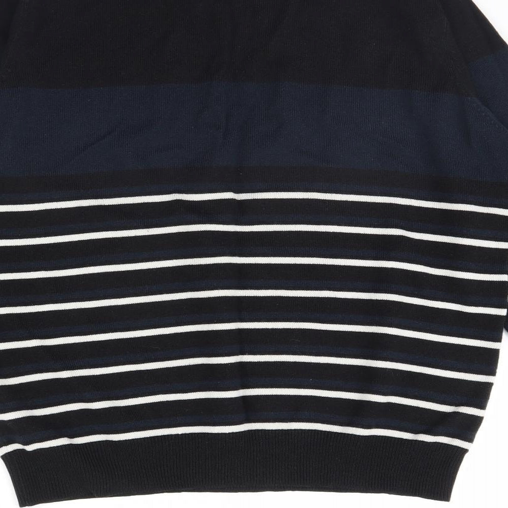 Cedar Wood State Mens Black Striped  Pullover Jumper Size M