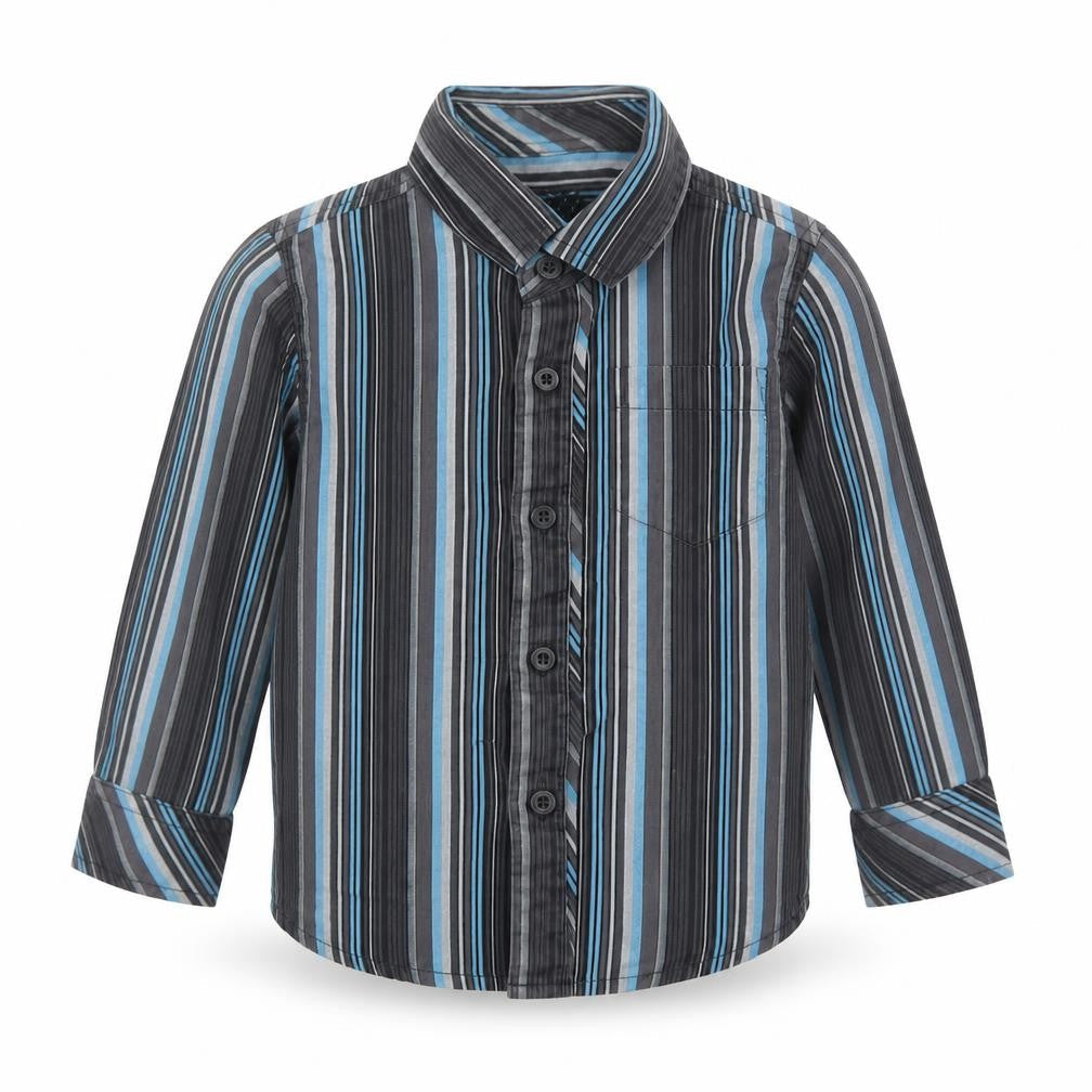 M&S Boys Grey Striped  Basic Button-Up Size 18-24 Months
