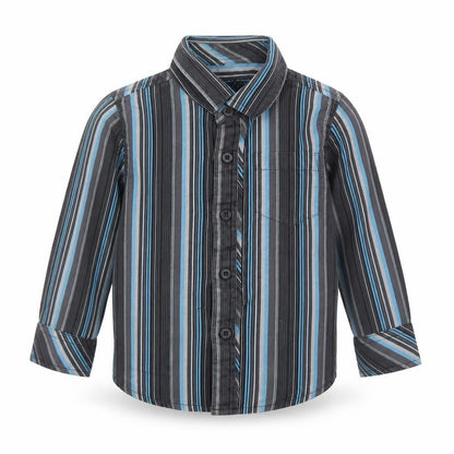 M&S Boys Grey Striped  Basic Button-Up Size 18-24 Months