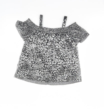 NEXT Girls Silver Animal Print  Basic Blouse Size 7 Years