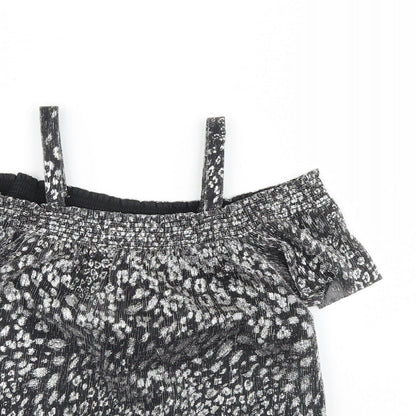 NEXT Girls Silver Animal Print  Basic Blouse Size 7 Years
