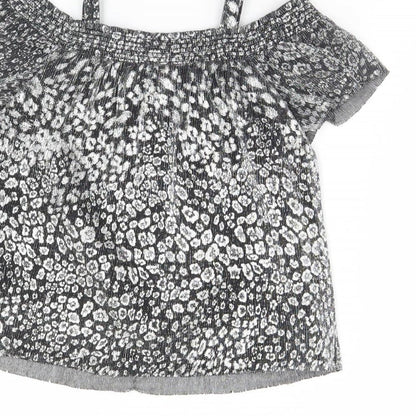 NEXT Girls Silver Animal Print  Basic Blouse Size 7 Years