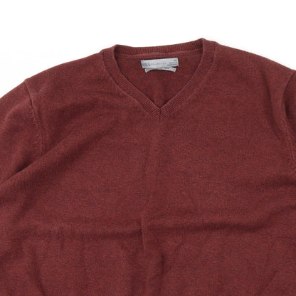 m&s Mens Red   Pullover Jumper Size M
