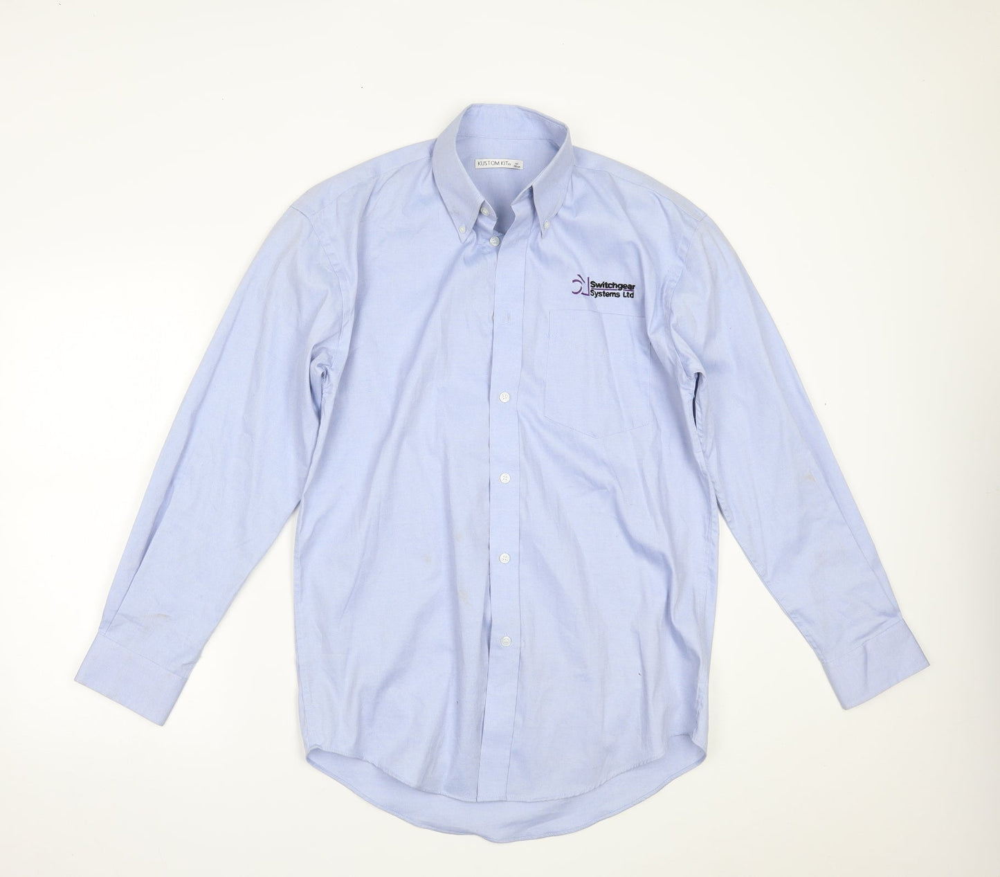 Mens UK Size 15 Kustom Kit Blue  Button-Up Long Sleeve Casual Shirt