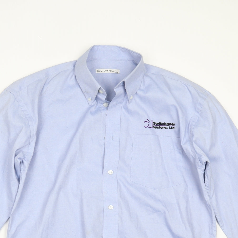 Mens UK Size 15 Kustom Kit Blue  Button-Up Long Sleeve Casual Shirt