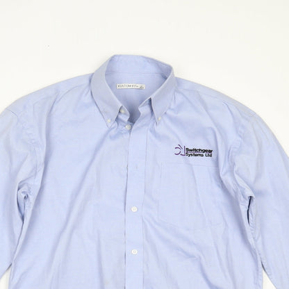 Mens UK Size 15 Kustom Kit Blue  Button-Up Long Sleeve Casual Shirt
