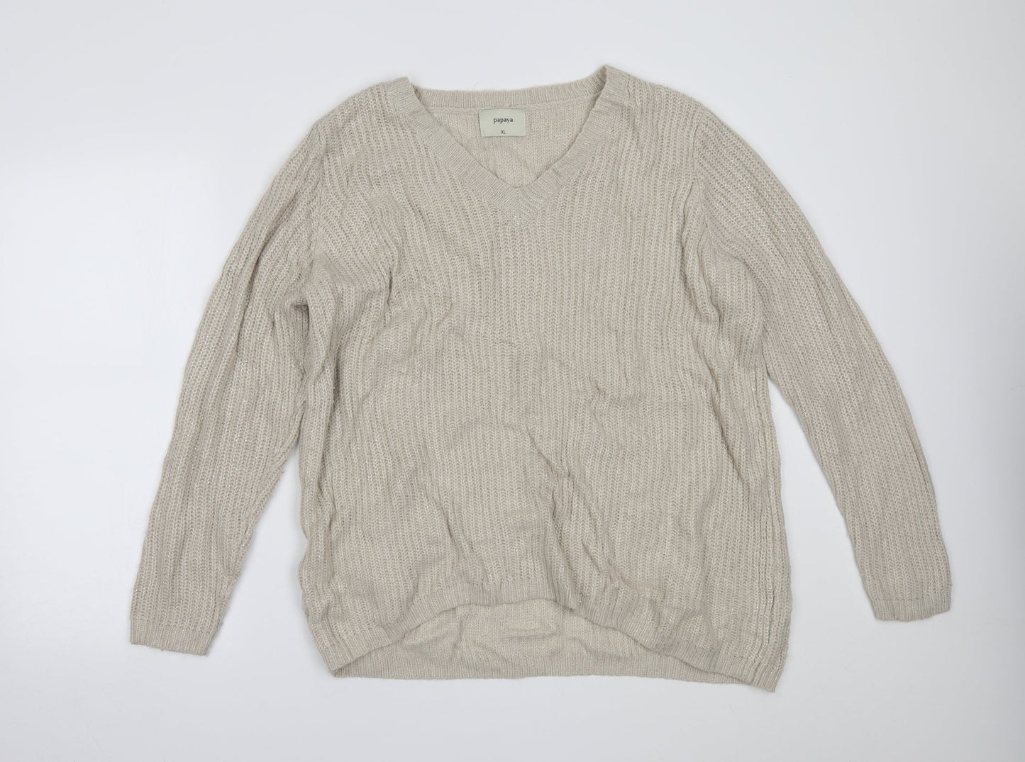 Womens UK Size XL Papaya Beige Pullover Jumper