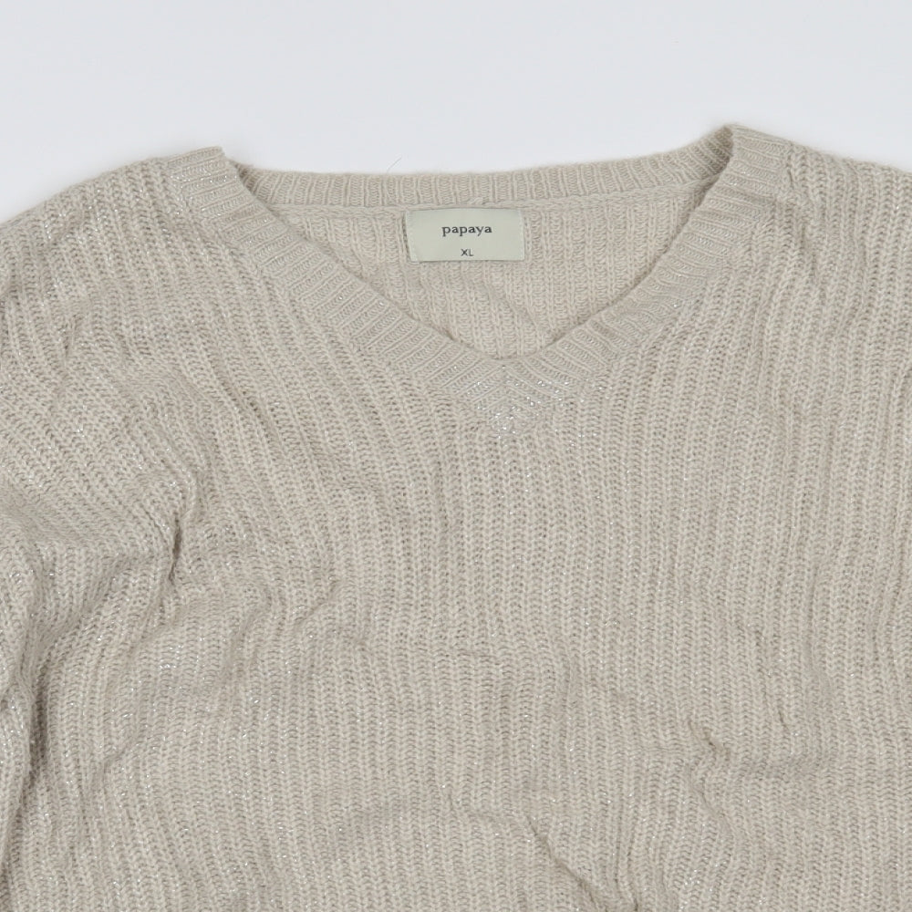 Womens UK Size XL Papaya Beige Pullover Jumper