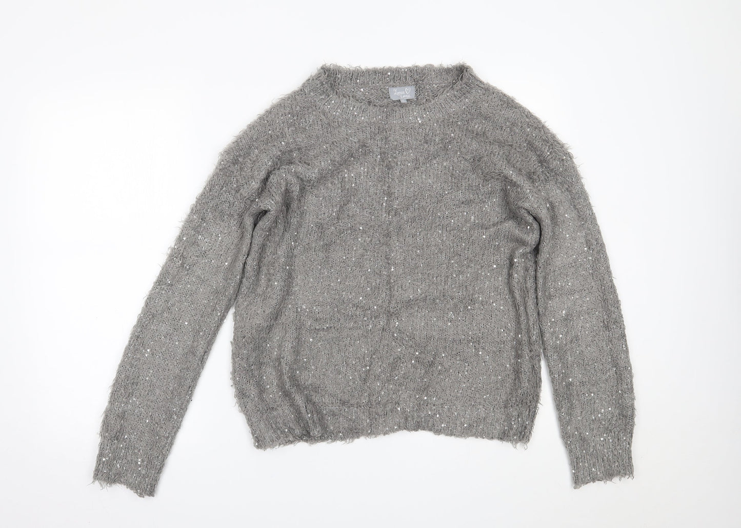 Womens UK Size L Lottie Loves Grey Pullover Jumper