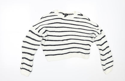 New Look Girls White Striped  Pullover Jumper Size 12-13 Years