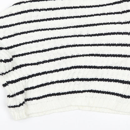 New Look Girls White Striped  Pullover Jumper Size 12-13 Years
