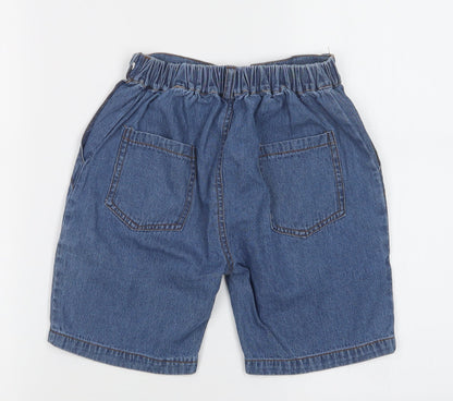 Preworn Girls Blue   Mom Shorts Size 4-5 Years