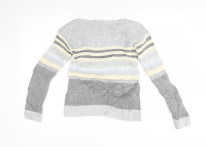 Gap Girls Grey Striped  Pullover Jumper Size 10-11 Years