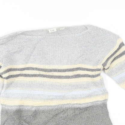 Gap Girls Grey Striped  Pullover Jumper Size 10-11 Years
