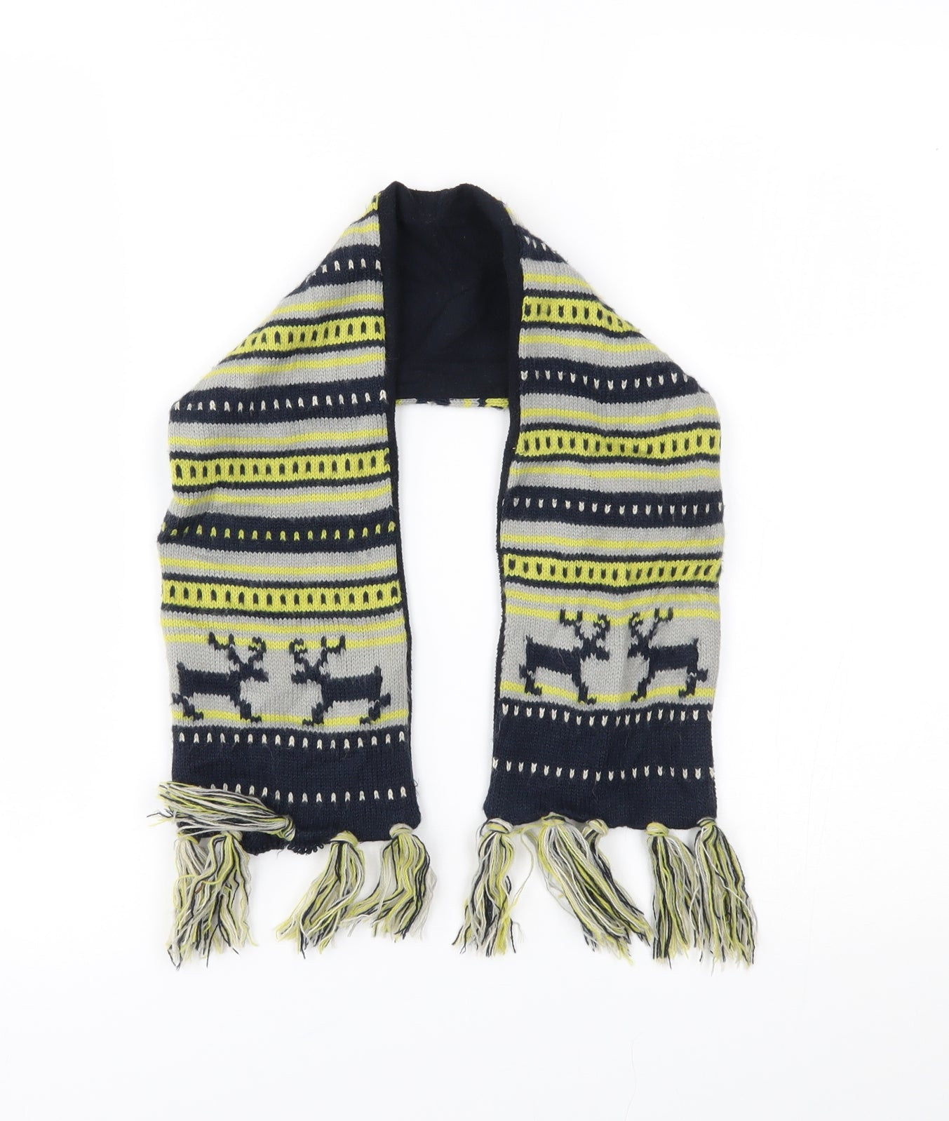 M&S Unisex Grey Fair Isle  Scarf Scarves & Wraps One Size