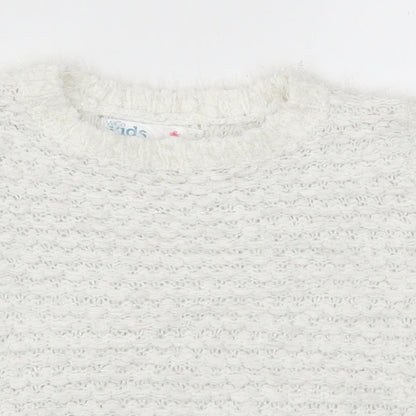 M&Co Girls White   Pullover Jumper Size 5-6 Years