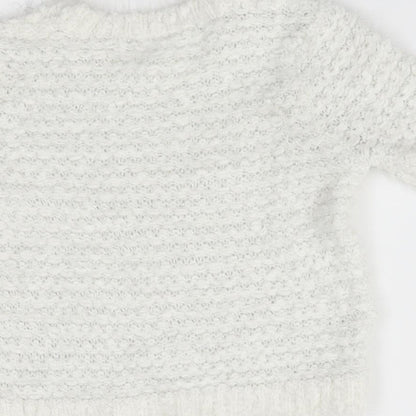 M&Co Girls White   Pullover Jumper Size 5-6 Years