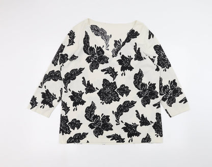 Womens UK Size L Preworn White Pullover Jumper