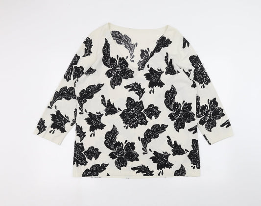 Womens UK Size L Preworn White Pullover Jumper