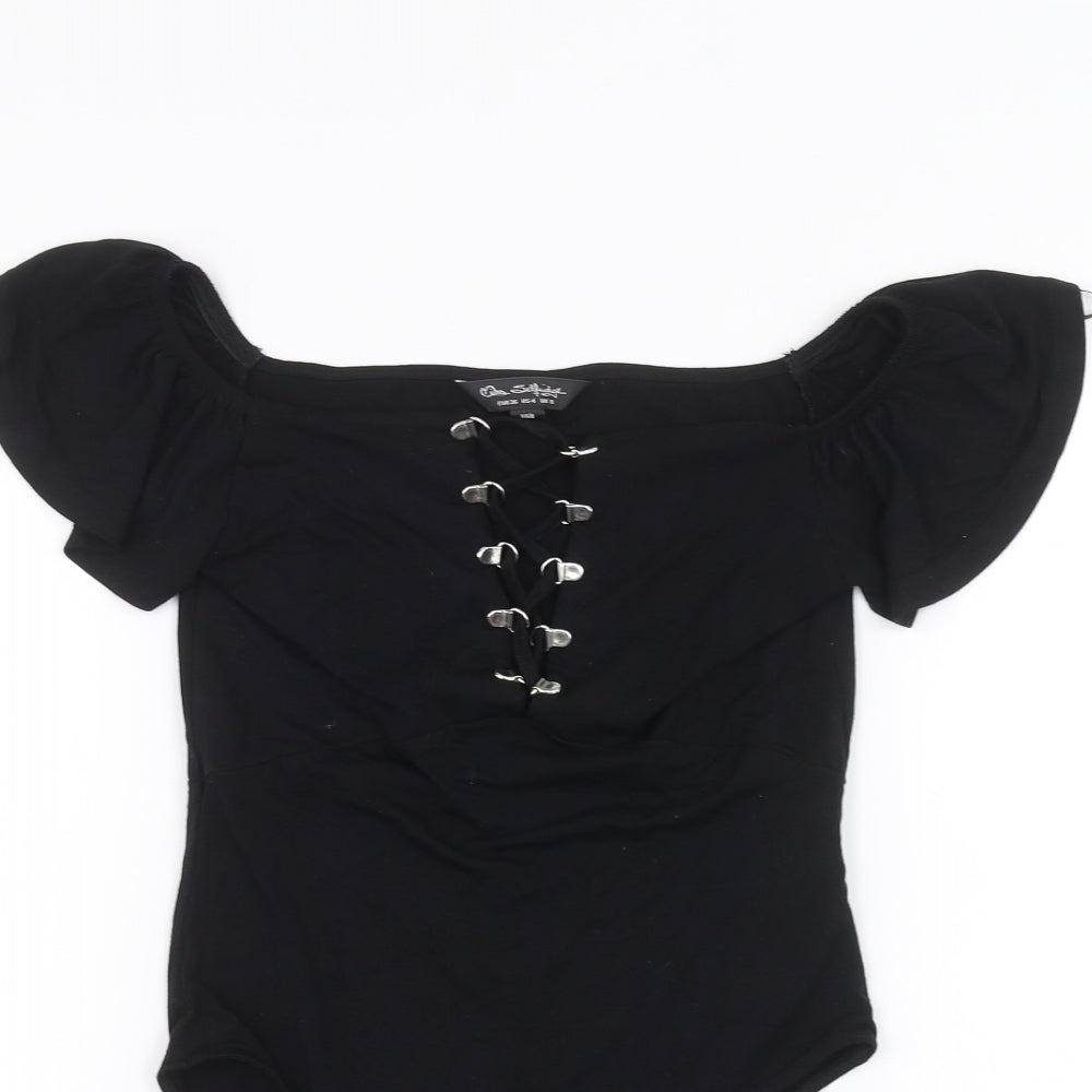 Miss Selfridge Womens Black   Bodysuit One-Piece Size 8