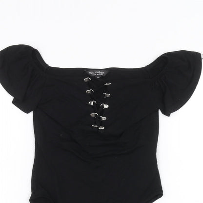 Miss Selfridge Womens Black   Bodysuit One-Piece Size 8