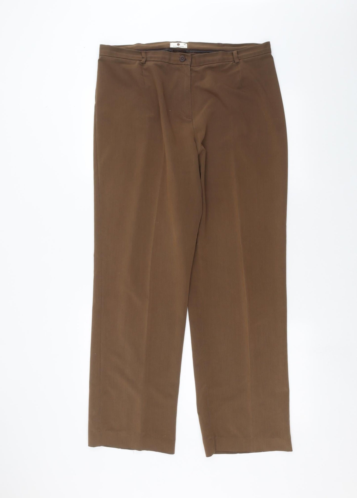 Womens UK Size 18 Punt Roma Regular Fit  Brown Trousers